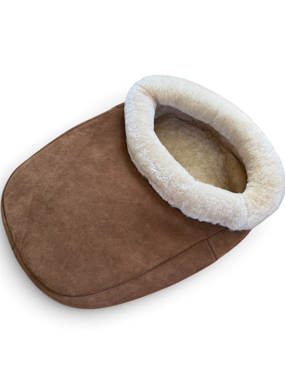 Sheepskin Foot Warmer. Like New. Brown Leather.